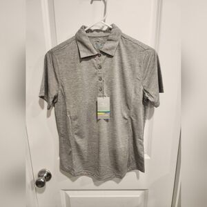 P&T Performance Golf Button Down Shirt In Heather Gray